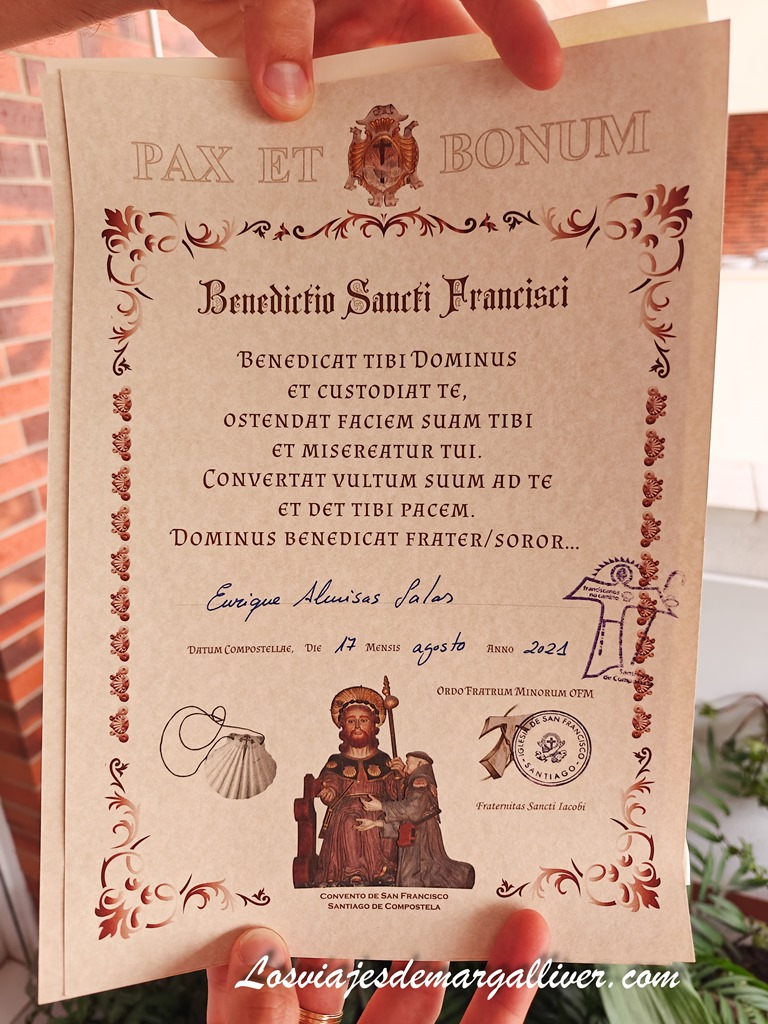 bendición Franciscana, otra acreditación que puedes obtener al terminar el Camino de Santiago bendición Franciscana, otra acreditación que puedes obtener al terminar el Camino de Santiago - Los viajes de Margalliver