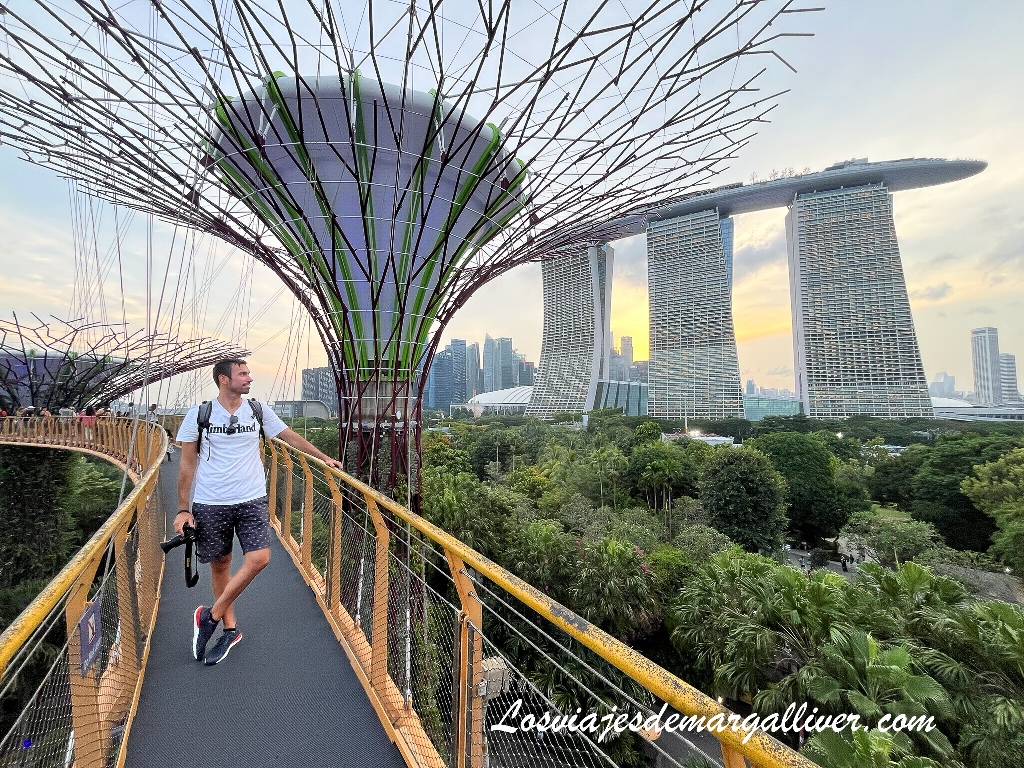 Los Jardines de la Bahía con el hotel Bahia Sands al fondo en Singapur Kike recorriendo los Jardines de la Bahía en Singapur - Los viajes de Margalliver