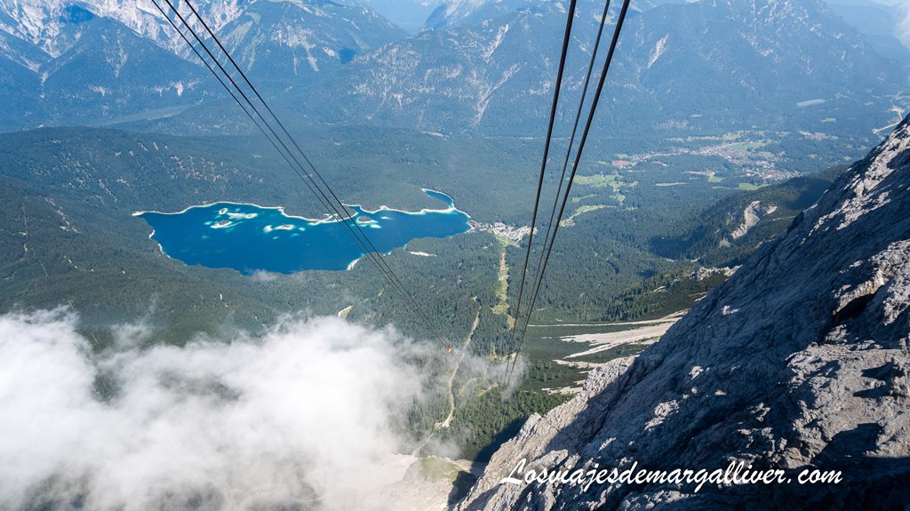 Vistas del Eibsee desde el funicular que baja desde el Zugspitze Vistas del Eibsee desde el funicular que baja desde el Zugspitze - Los viajes de Margalliver